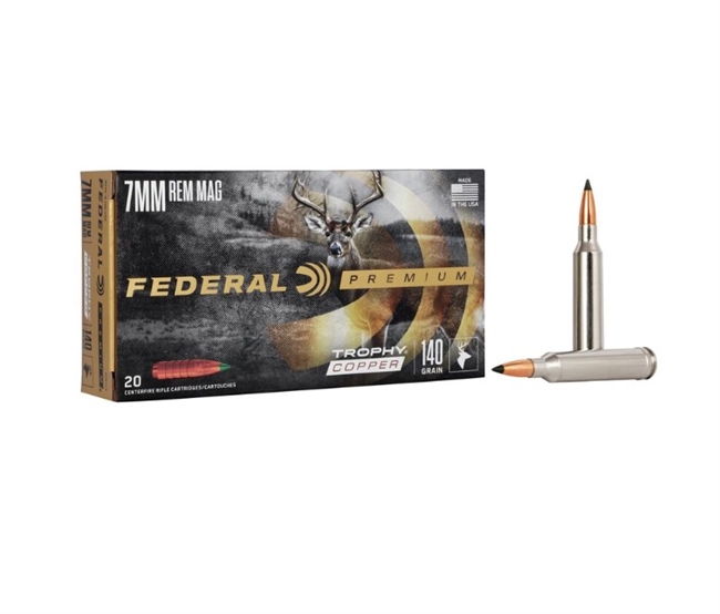 7MM REM MAG / 140 GR FEDERAL PREMIUM TROPHY COPPERÂ® / 20 RDS / FEDERAL **NO LIMITS**