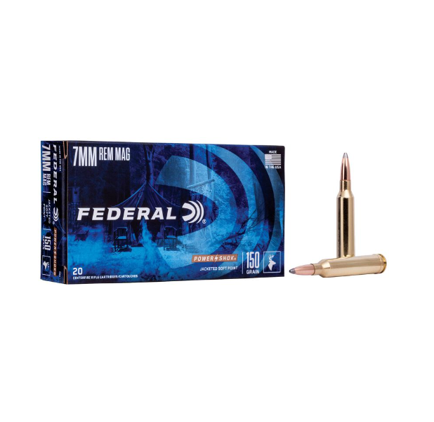 7MM REM MAG / 150 GR JACKETED SOFT POINT POWER-SHOCKÂ® / 20 RDS / FEDERAL **NO LIMITS**