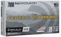 7MM BACKCOUNTRY / 170 GR FEDERAL PREMIUM TERMINAL ASCENTÂ® ALLOY CASING / 20 RDS / FEDERAL **NO LIMITS**