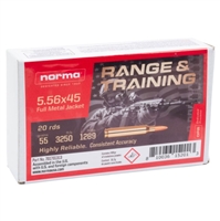 5.56MM / 55 GR FMJ RANGE & TRAINING / 20 RDS / NORMA **NO LIMITS**