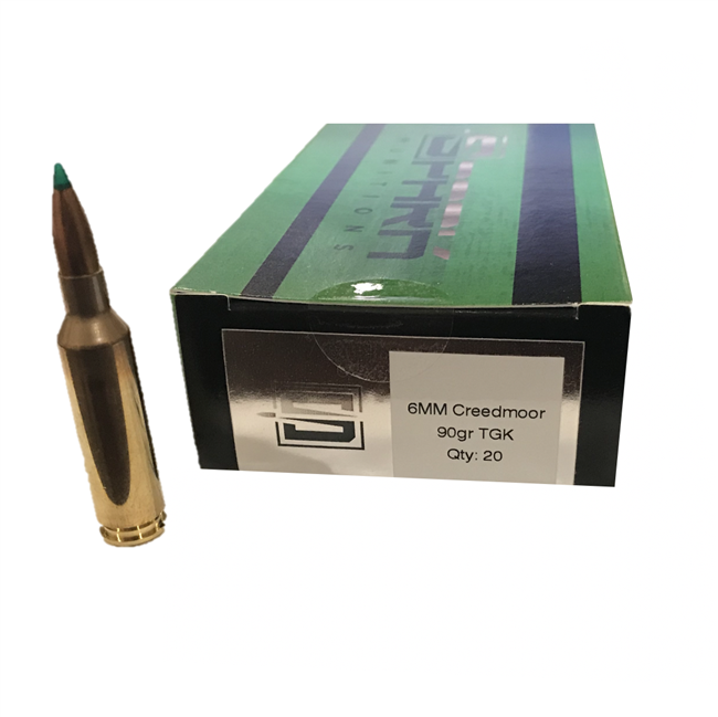 6mm Creedmoor / 90 gr TGK / Peterson Brass / 20 Rds / Spark Munitions