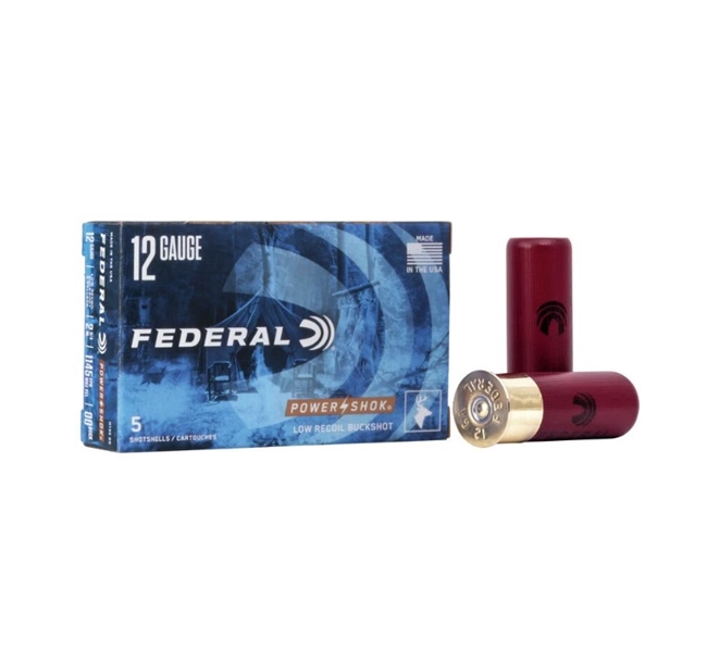 12 GAUGE / 00 BUCK POWERSHOK  LOW RECOIL / 2.75 IN. / 9 PELLETS / 5 RDS / FEDERAL **NO LIMITS**