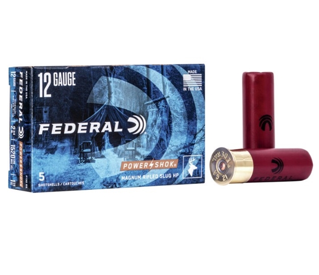 12 GAUGE / 547 GR 2.75 IN. POWERSHOK RIFLED HP SLUG / 1.25 OZ / 5 RDS / FEDERAL **NO LIMITS**