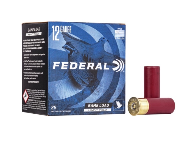 12 GAUGE / 2.75 IN. GAME LOAD UPLAND HEAVY FIELD / 4 SHOT / 1.125 OZ / 25 RDS / FEDERAL **NO LIMITS**