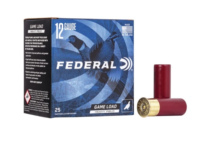 12 GAUGE / 2.75 IN. GAME LOAD UPLAND HEAVY FIELD / 4 SHOT / 1.25 OZ / 25 RDS / FEDERAL **NO LIMITS**