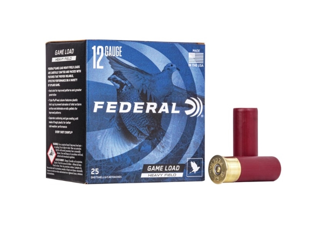 12 GAUGE / 2.75 IN. GAME LOAD UPLAND HEAVY FIELD / 6 SHOT / 1.125 OZ / 25 RDS / FEDERAL **NO LIMITS**