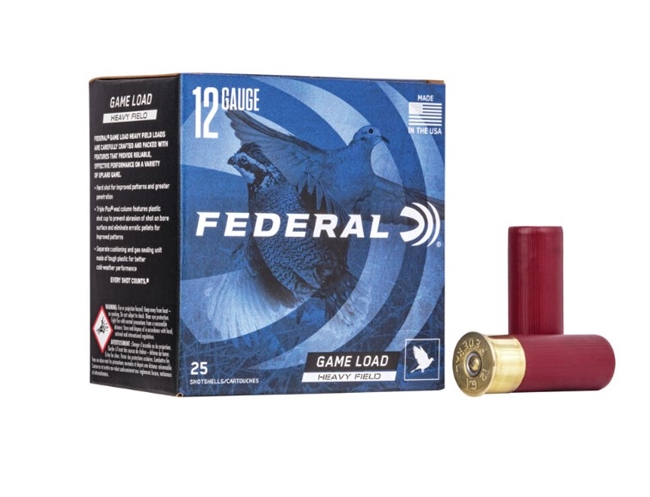 12 GAUGE / 2.75 IN. GAME LOAD UPLAND HEAVY FIELD / 7.5 SHOT / 1.125 OZ / 25 RDS / FEDERAL **NO LIMITS**