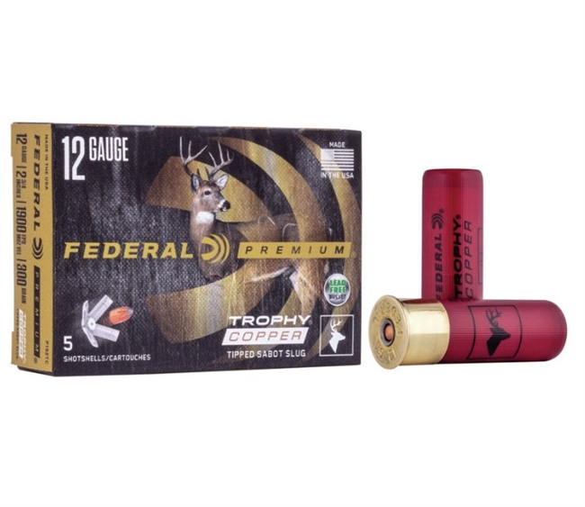 12 GAUGE / 300 GR 2.75 IN. PREMIUM TROPHY COPPER SABOT SLUG / 2/3 OZ / 5 RDS / FEDERAL **NO LIMITS**