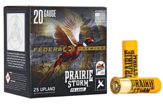 20 GAUGE / 2.75 IN. PREMIUM PRAIRIE STORM UPLAND / 6 SHOT / 1 OZ / 25 RDS / FEDERAL **NO LIMITS**