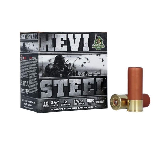 12 GAUGE / 2.75 IN. HEVI-STEEL / 2 SHOT / 1.125 OZ / 25 RDS / HEVI-SHOT **NO LIMITS**