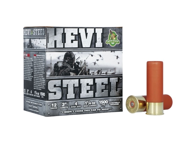 12 GAUGE / 3 IN. HEVI-STEEL / 4 SHOT / 1.25 OZ / 25 RDS / HEVI-SHOT **NO LIMITS**