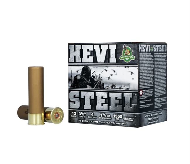 12 GAUGE / 3.5 IN. HEVI-STEEL / 4 SHOT / 1.375 OZ / 25 RDS / HEVI-SHOT **NO LIMITS**