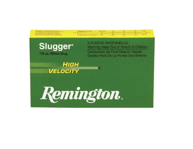 12 GAUGE / 2.75 IN. SLUGGER HIGH VELOCITY RIFLED SLUG / .875 OZ / 5 RDS / REMINGTON **NO LIMITS**