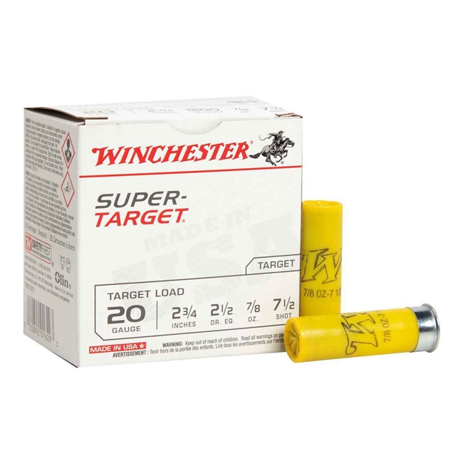 20 Gauge / 2.75 in. / 7.5 shot / 0.875 oz / Super Target / 25 Rds / Winchester