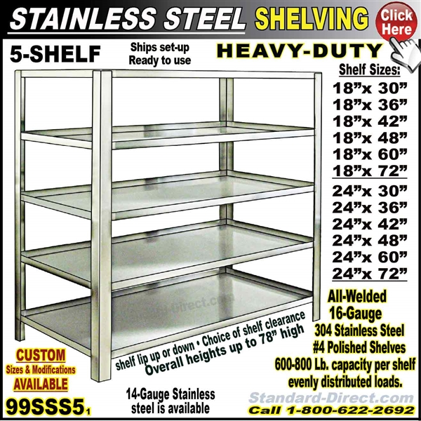 99SSS5 Stainless Steel Shelving