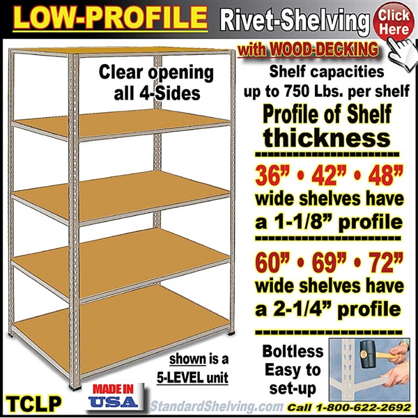 TCLP * Heavy-Duty Low-Pofile Rivet Shelving