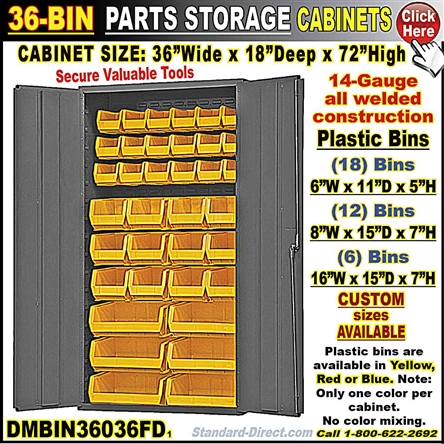 36 Assembled Mobile Bin Storage Cabinet with Doors and 36 3 Bins - 80243  F67 - Orange Grove