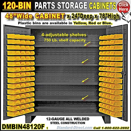 36 Assembled Mobile Bin Storage Cabinet with Doors and 36 3 Bins - 80243  F67 - Orange Grove