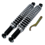 Shocks - Adjustable Chrome Spring (rear) for use on all VW Sedans & Squarebacks to '75. Also fits Type-2 VW Vans to '67 (1 pair)