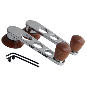 4844 Window Cranks with Rosewood Knob and Escutcheon - Flat4 Chrome - fits through '67 Type-1, 2 and 3 (sold in pairs)