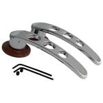 4845 Inner Door Handle with Rosewood Escutcheon - Flat4 Chrome - fits to '66, Type-1 (sold in pairs)
