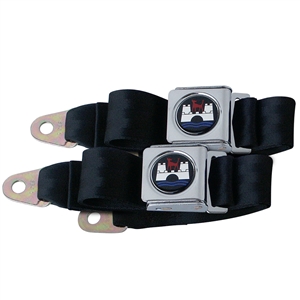 7028 2 Point Seat Belts - Black w/Wolfsburg Logo (two seats)