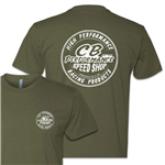 CB Speed Shop Round Logo T-Shirt - Military Green (specify size)