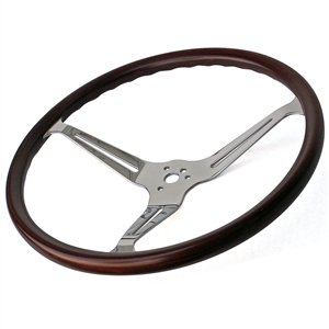 Flat4 GT Steering Wheel - Mahogony / Polished Aluminum (15") | Type-1