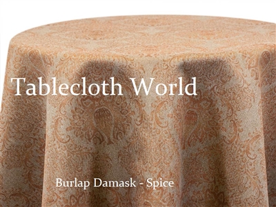 Spice Burlap Damask Print Tablecloth