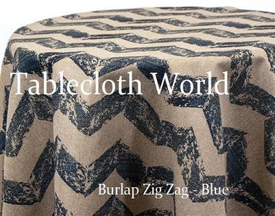 Blue Burlap Zig Zag Tablecloth