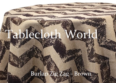 Brown Burlap Zig Zag Tablecloth