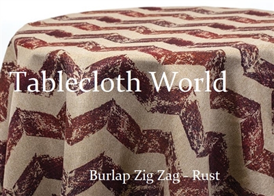 Rust Burlap Zig Zag Tablecloth