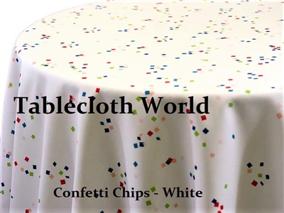 Confetti Chips White Custom Print Tablecloths