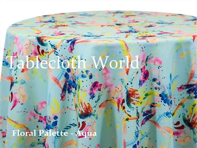 Floral Palette Aqua Tablecloths