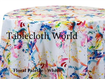 Floral Palette White Tablecloths