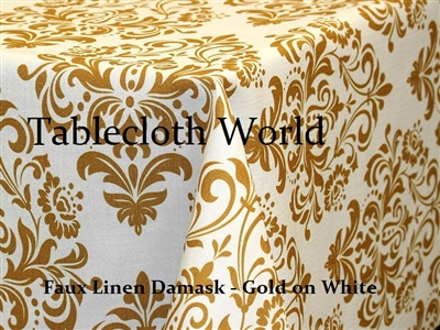 Faux Linen Damask Print Tablecloth