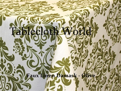 Faux Linen Damask Print Tablecloth