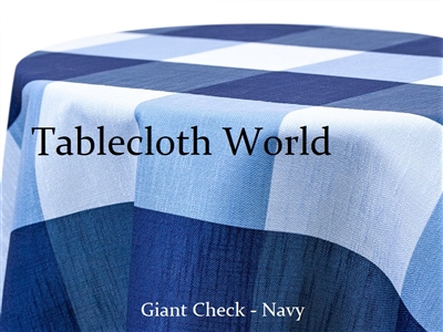 Giant Check Navy Custom Print Tablecloth