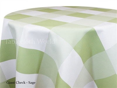Giant Check Sage Custom Print Tablecloth