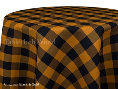 Gingham Check Black Gold Custom Print Tablecloths