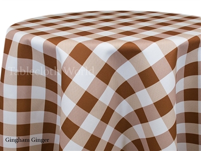 Gingham Check Ginger Custom Print Tablecloths