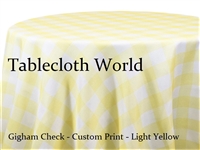 Gingham Check Light Yellow Custom Print Tablecloth