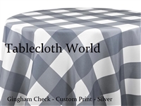 Gingham Check Silver Custom Print Tablecloth