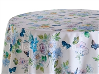 Peony and Butterflies Blue Floral Tablecloths