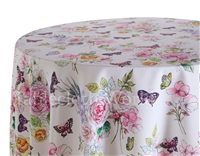 Peony & Butterflies Pink Floral Tablecloths
