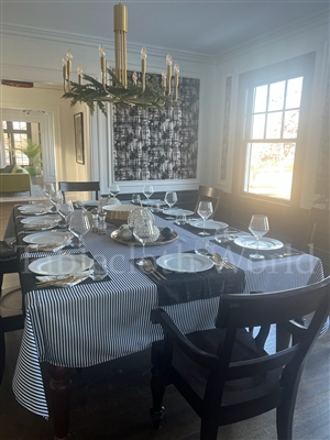 Pinstripe Black Print Tablecloths