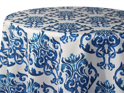 Batik Damask Print Blue Tablecloths