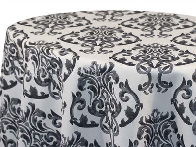 Batik Damask Print Charcoal Tablecloths