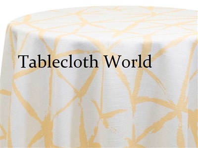 Brush Buttercup on White Custom Print Tablecloths