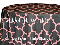 Cameo Print Pink on Charcoal Tablecloths
